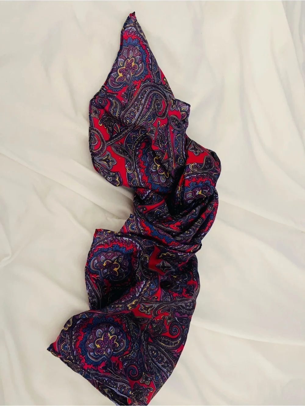 NWOT Women's Silk Red & Purple Paisley Scarf - Lightweight Fashion Accessory